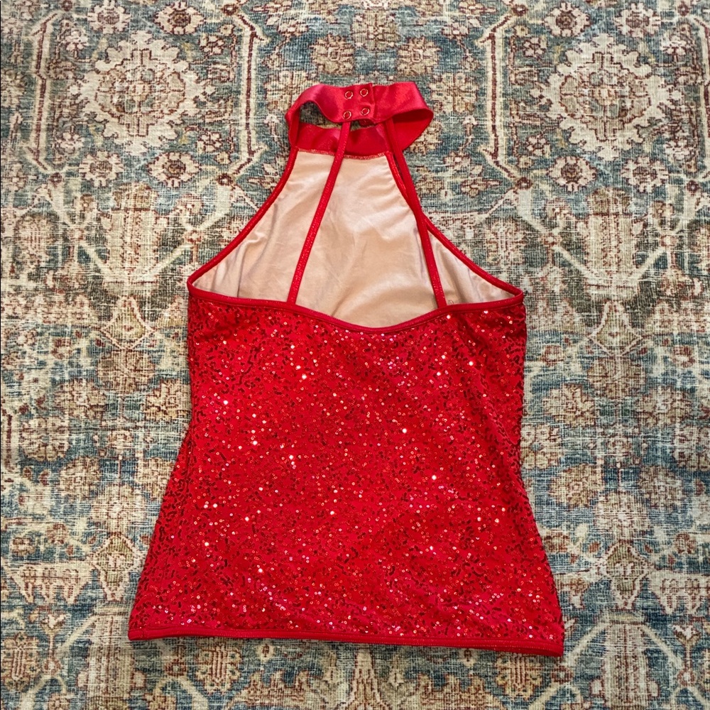 Balera Red sequin Dance top size XL - Picture 6 of 7
